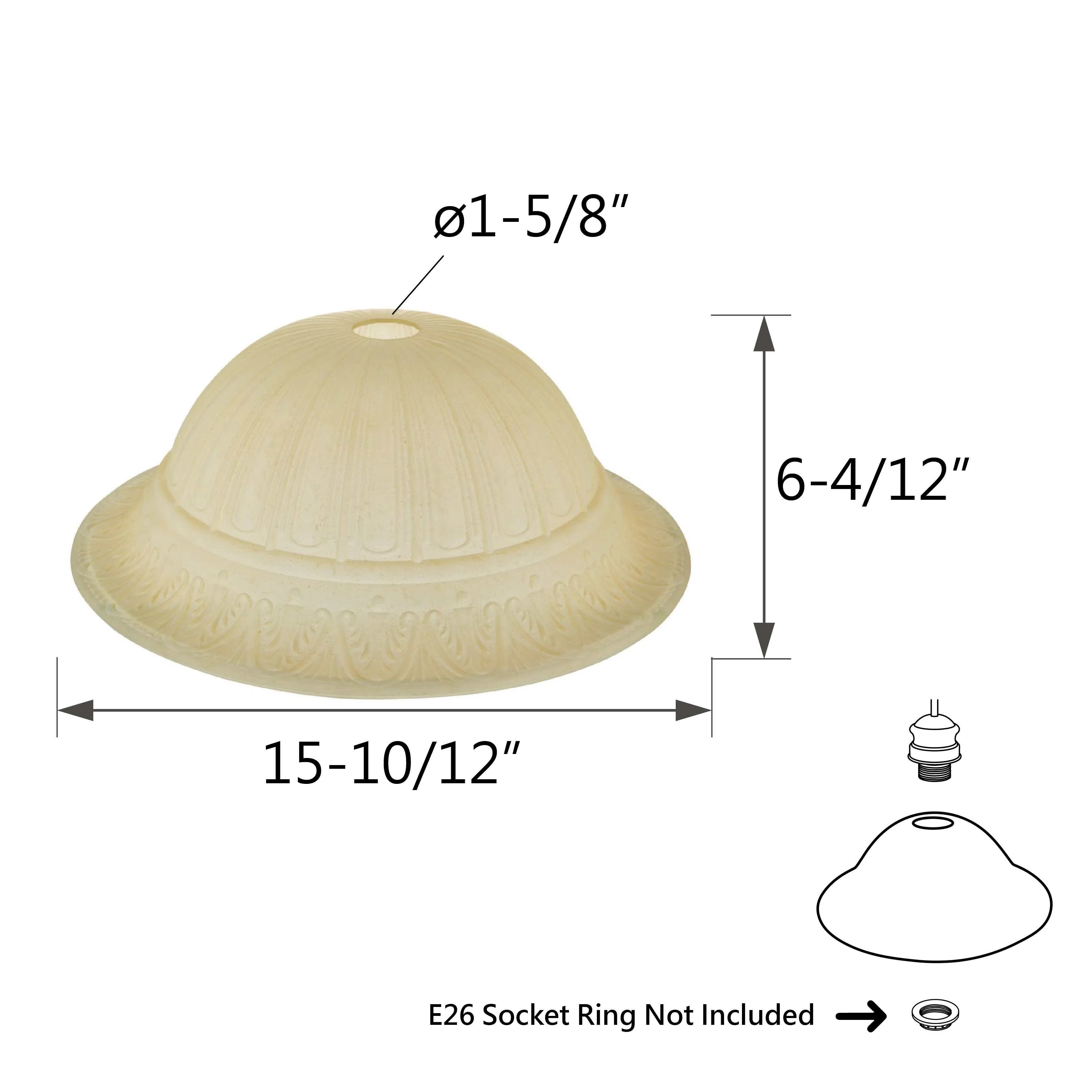 # 23095-01 Amber Transitional Style Replacement Torchiere Glass Shade, 6" high x 15-3/4" diameter