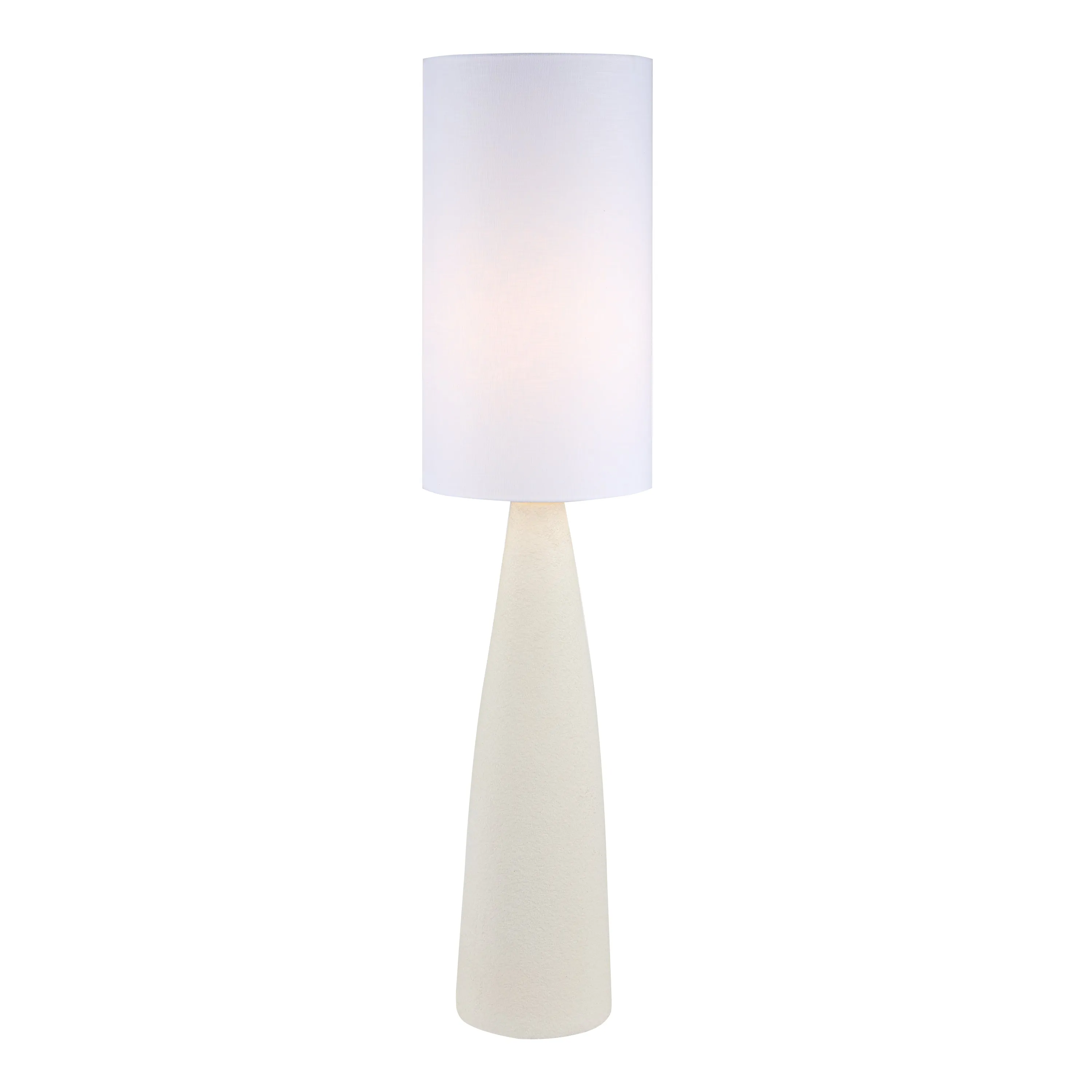 # 42006-03-1, Sandy White Ceramic Floor Lamp w/White Linen Shade, Size:11-7/8" Dia. x 51-1/2"H, E26 Socket, Bulb Not Included