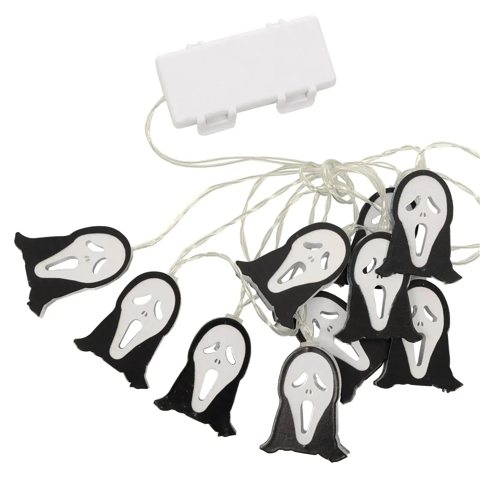 10 Ghost Face String Lights LED Halloween Party Decorations