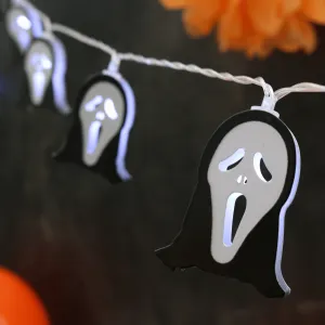 10 Ghost Face String Lights LED Halloween Party Decorations