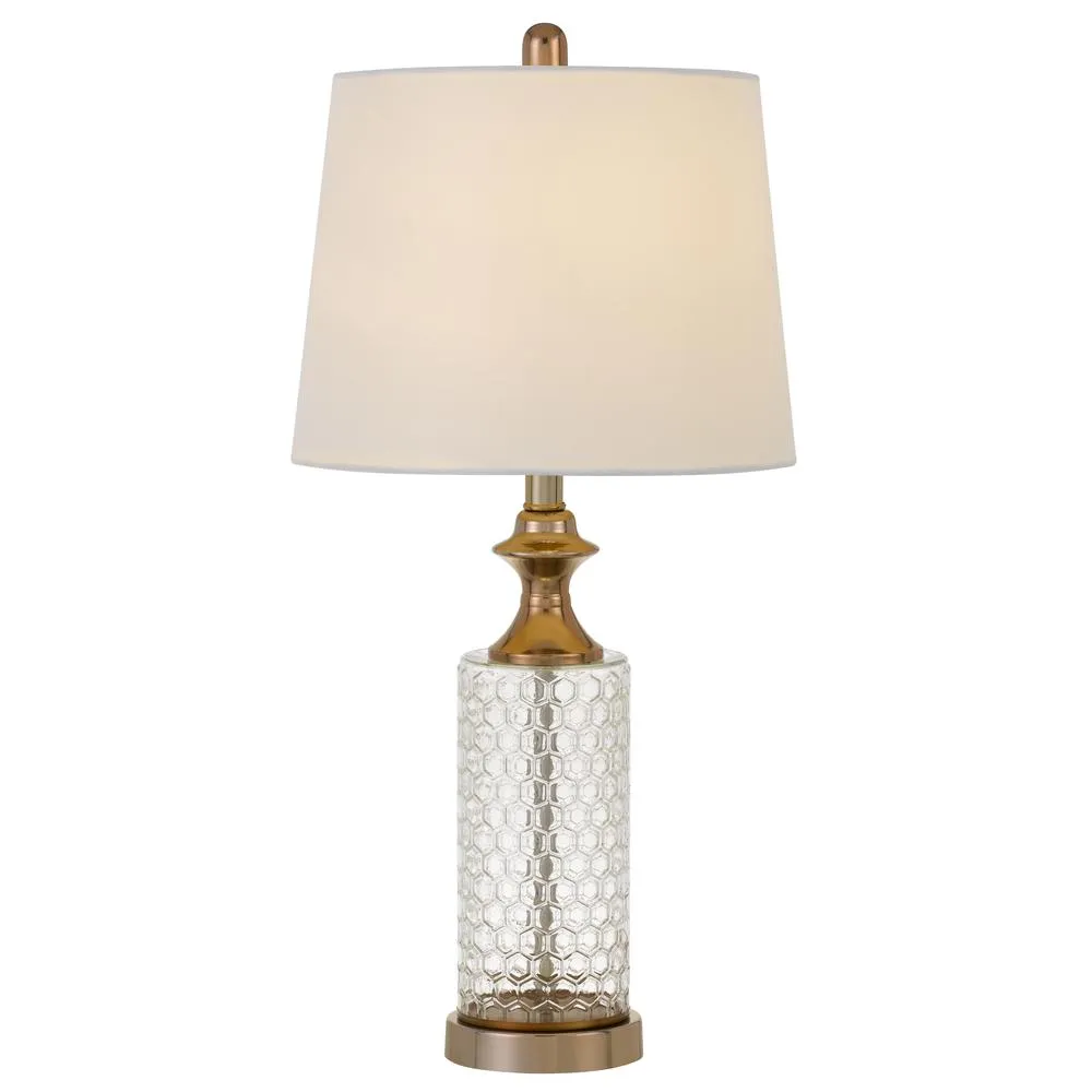 100W Breda Glass Table Lamp With Taper Drum Hardback Fabric Shade  (Priced And Sold As Pairs) By Cal Lighting