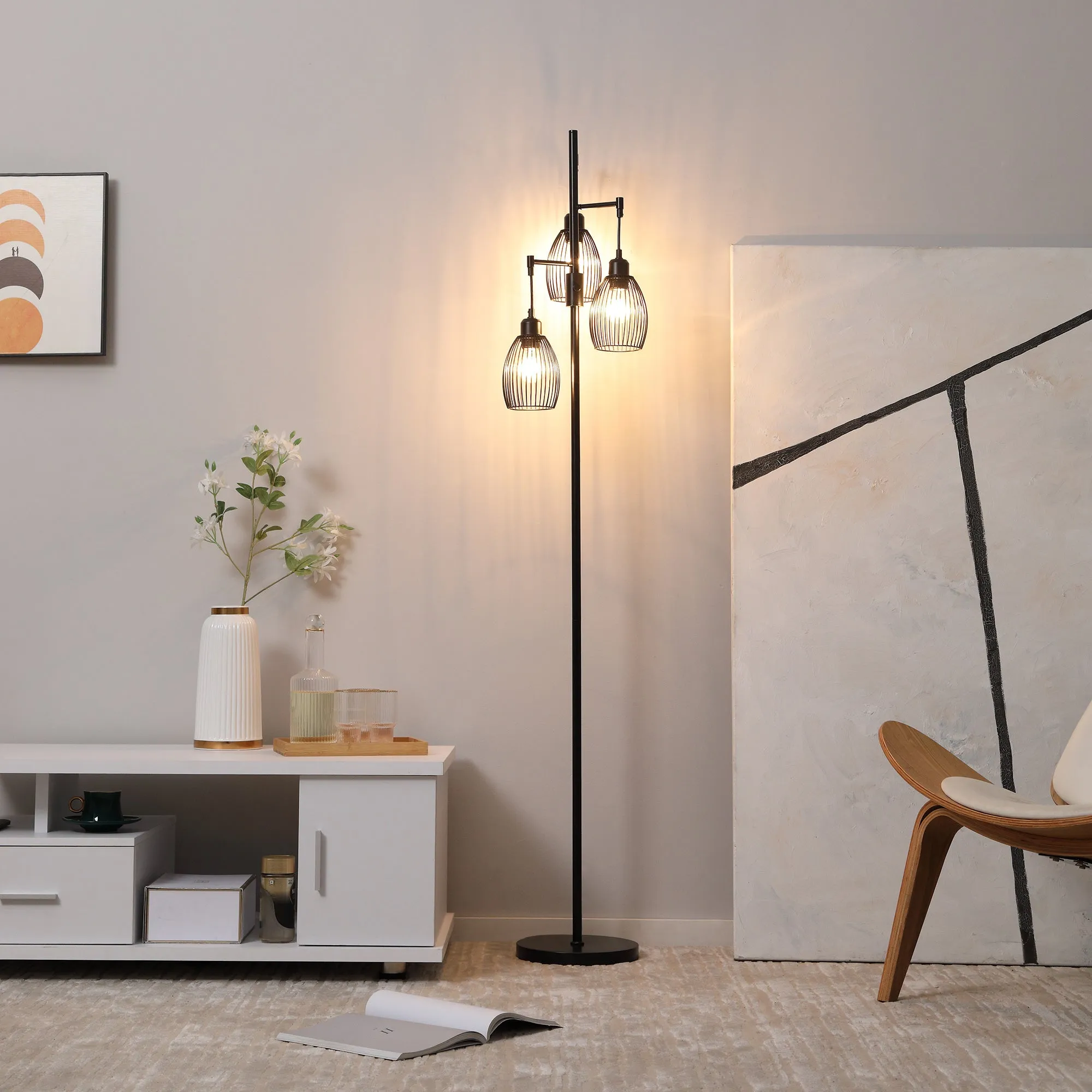 170cm Industrial 3-Light Floor Lamp