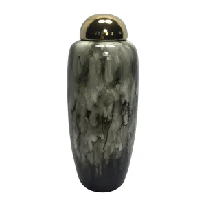 17"H Urn W/ Gold Lid, Multi