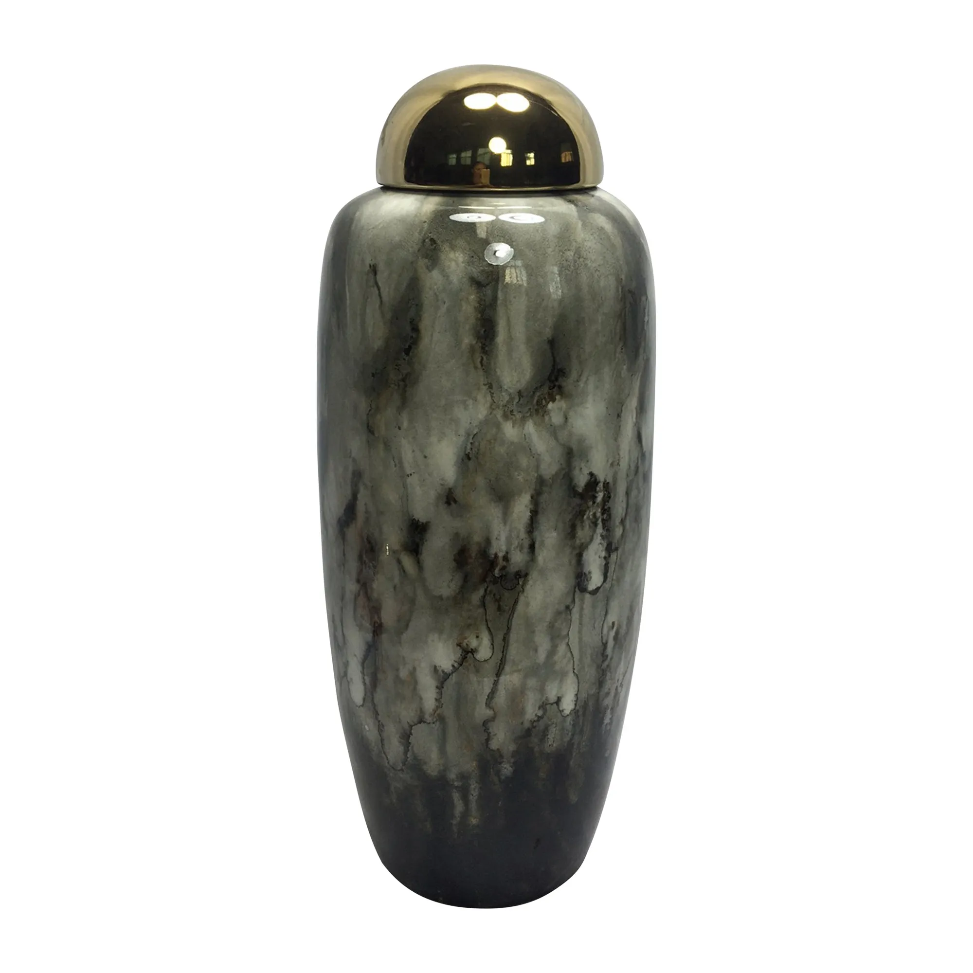17"H Urn W/ Gold Lid, Multi