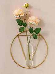 1pc Wall-mounted Glass Vase Home Decor Wall Decoration Iron Hanging Flower Vases Hydroponic Plants Container Wedding Decoration