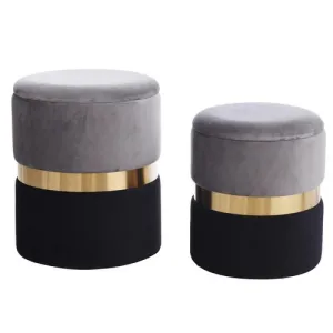 2 piece Ottoman in Grey and Black