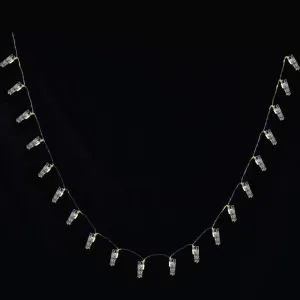 20 Warm White LED Peg Line Xmas Card Holders String Lights