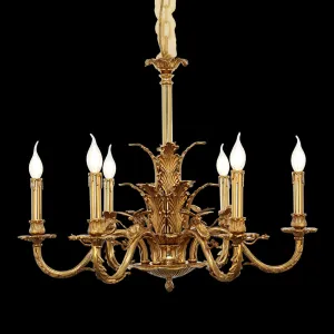 28X22 Inch 6 Lights European French Copper Chandelier Light for Bedroom/ Living Room