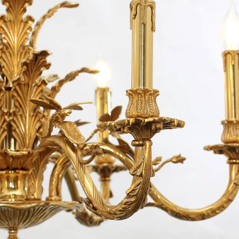 28X22 Inch 6 Lights European French Copper Chandelier Light for Bedroom/ Living Room