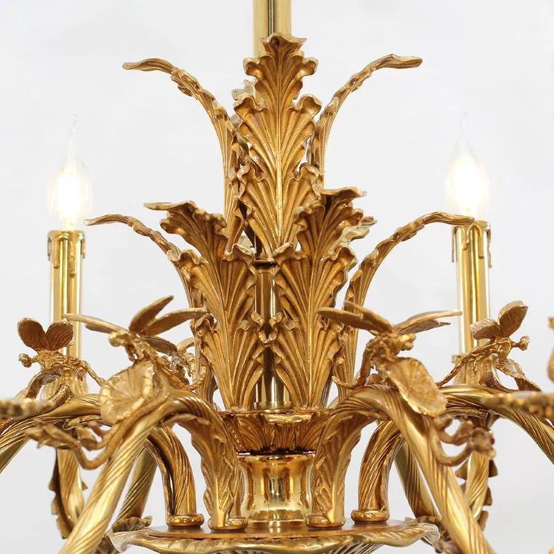 28X22 Inch 6 Lights European French Copper Chandelier Light for Bedroom/ Living Room