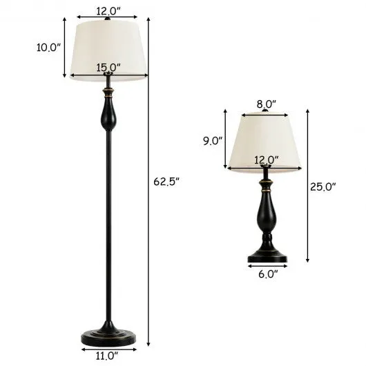 3 pcs Brushed Nickel Lamp Set-Black