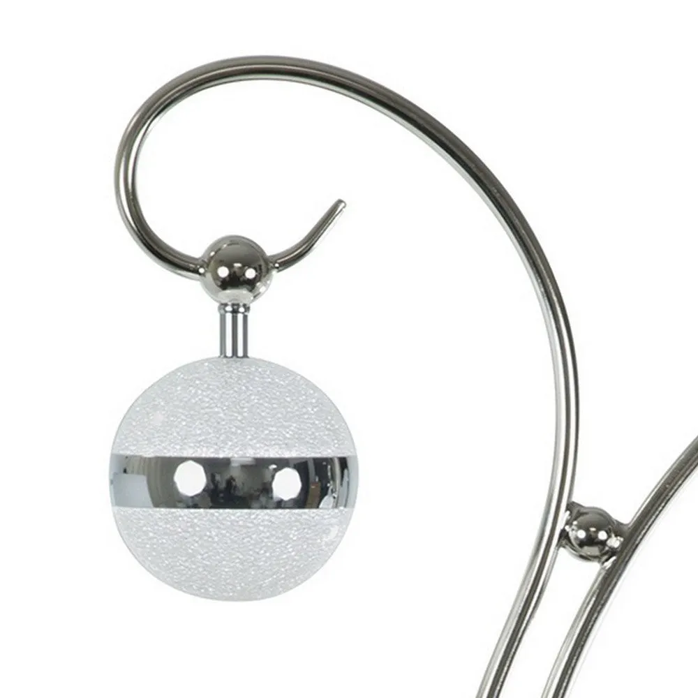 30 Inch Table Lamp, Accent LED Light, Globe Glass Shade, Round Base, Nickel By Casagear Home