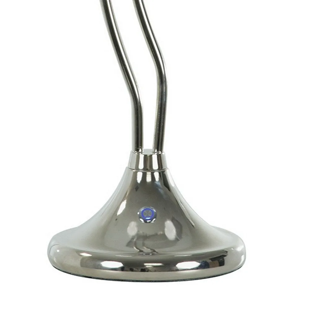 30 Inch Table Lamp, Accent LED Light, Globe Glass Shade, Round Base, Nickel By Casagear Home