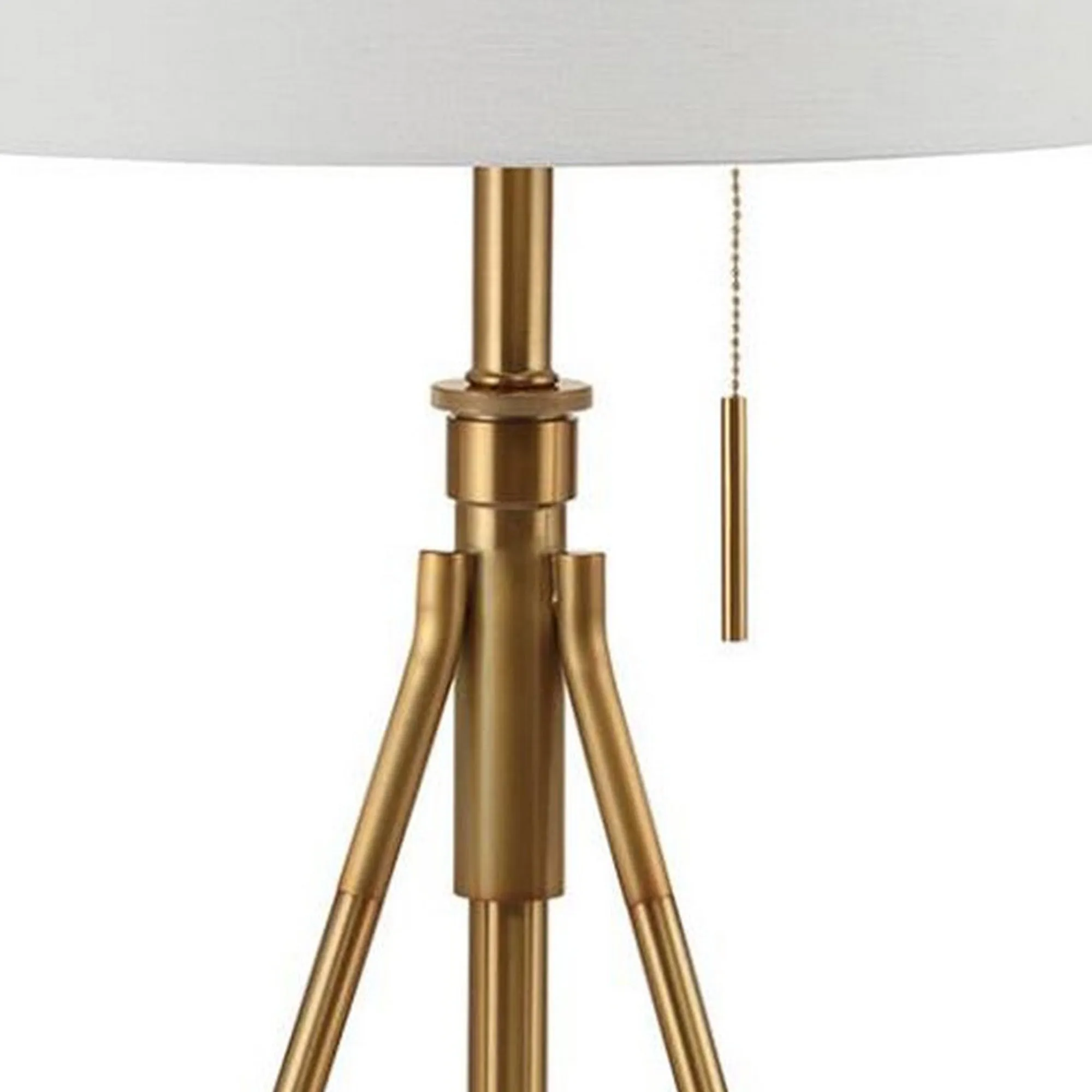 32-37 Inch Table Lamp, Adjustable Height, Modern Tripod Legs, Metal, Gold By Casagear Home