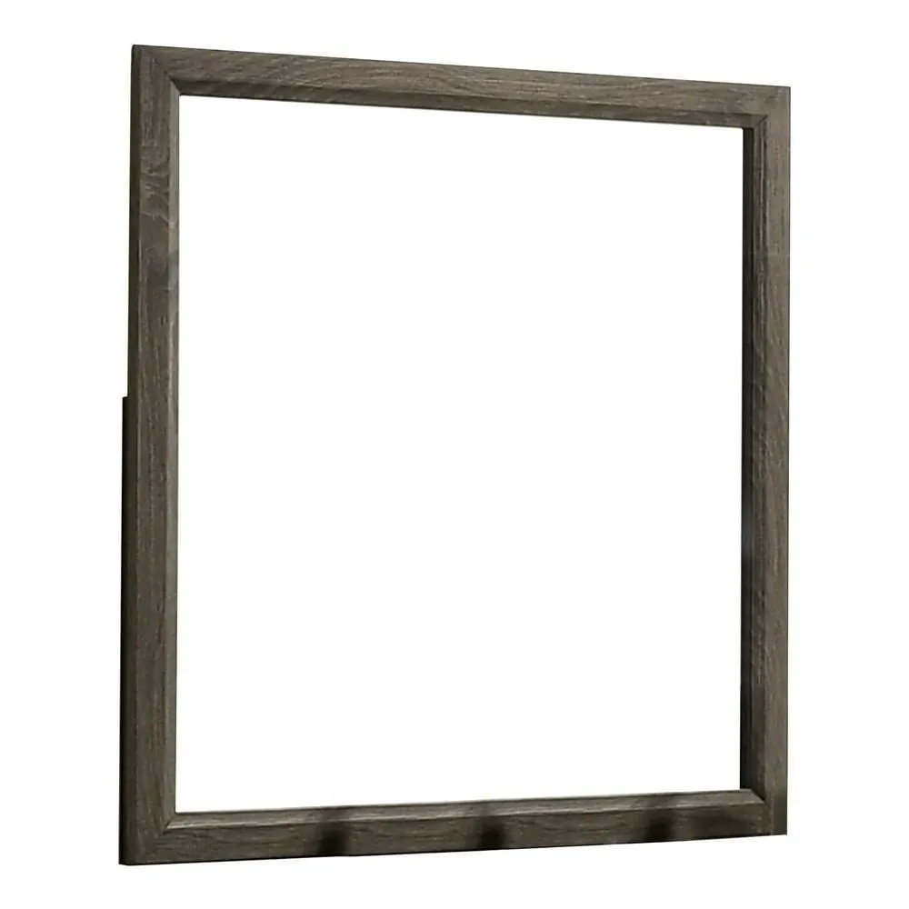 35 Inch Transitional Style Wooden Frame Mirror, Gray By Casagear Home