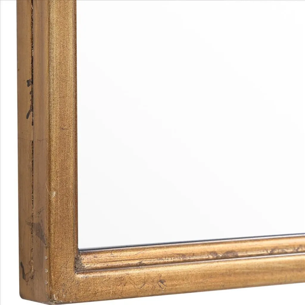 39 Inches Arched Top Metal Frame Accent Mirror, Gold By Casagear Home