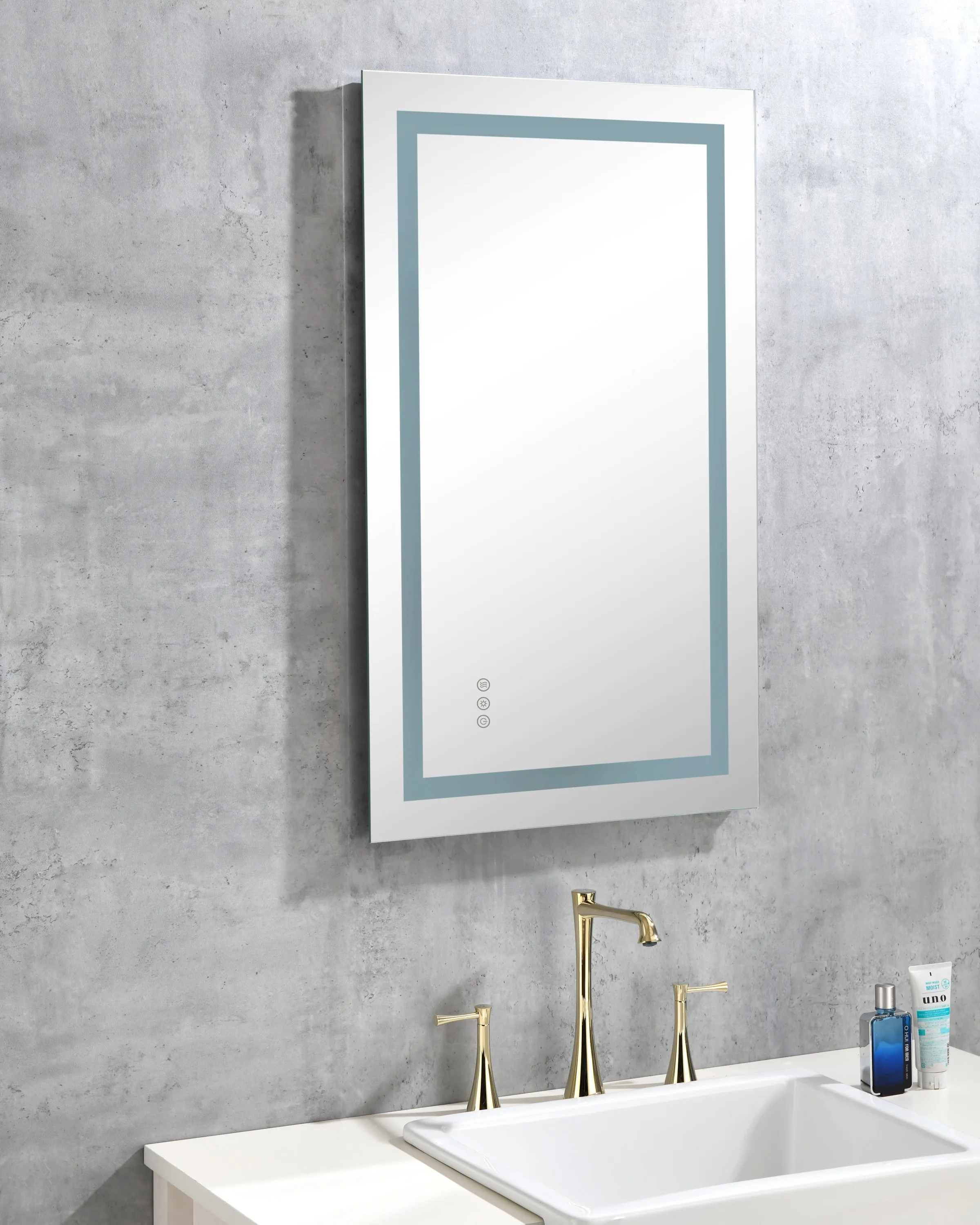 40*24 LED Lighted Bathroom Wall Mounted Mirror with High Lumen Anti-Fog Separately Control Dimmer Function
