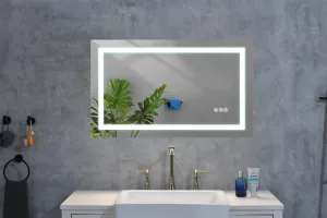 40*24 LED Lighted Bathroom Wall Mounted Mirror with High Lumen Anti-Fog Separately Control Dimmer Function