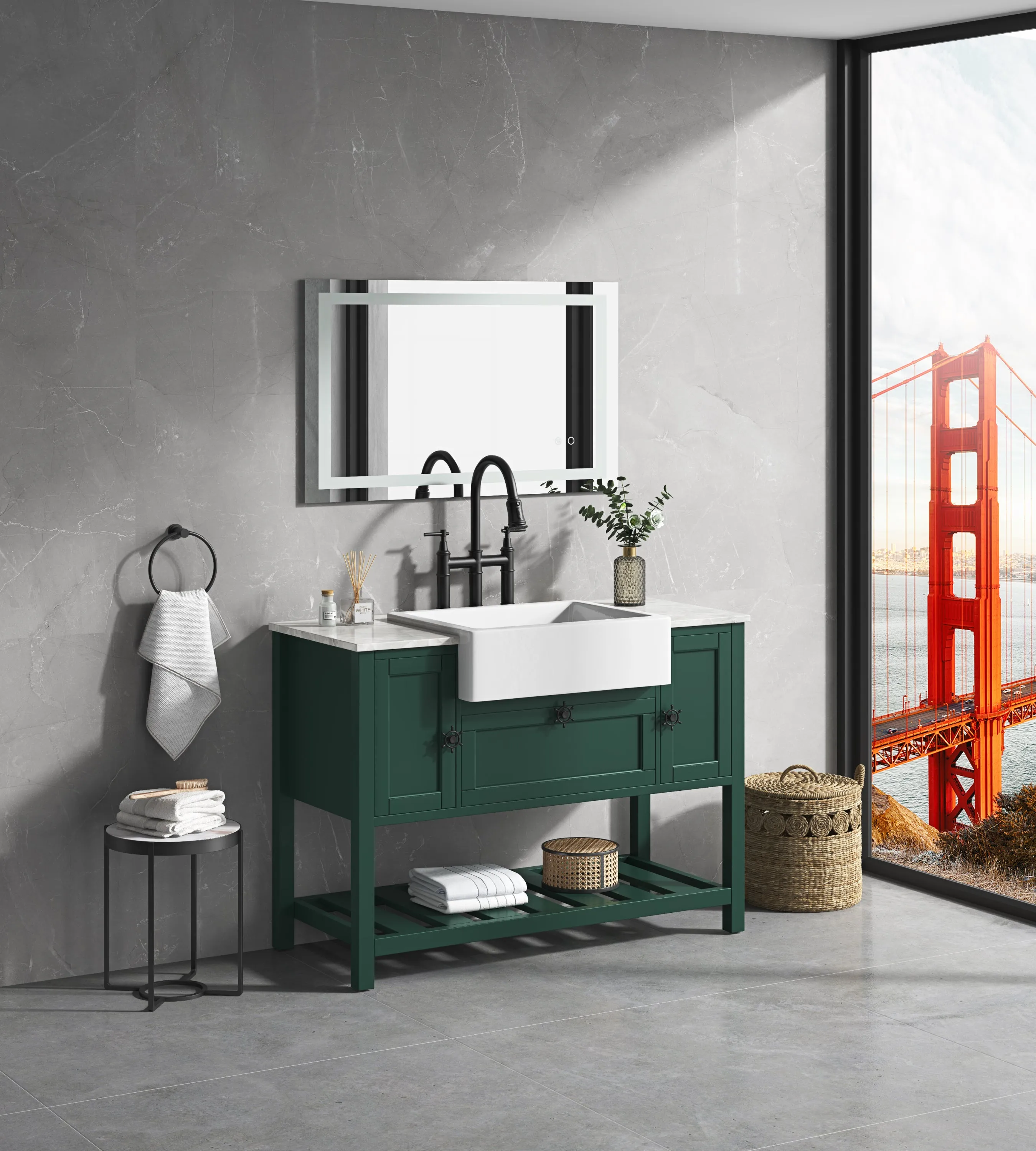 40*24 LED Lighted Bathroom Wall Mounted Mirror with High Lumen Anti-Fog Separately Control Dimmer Function