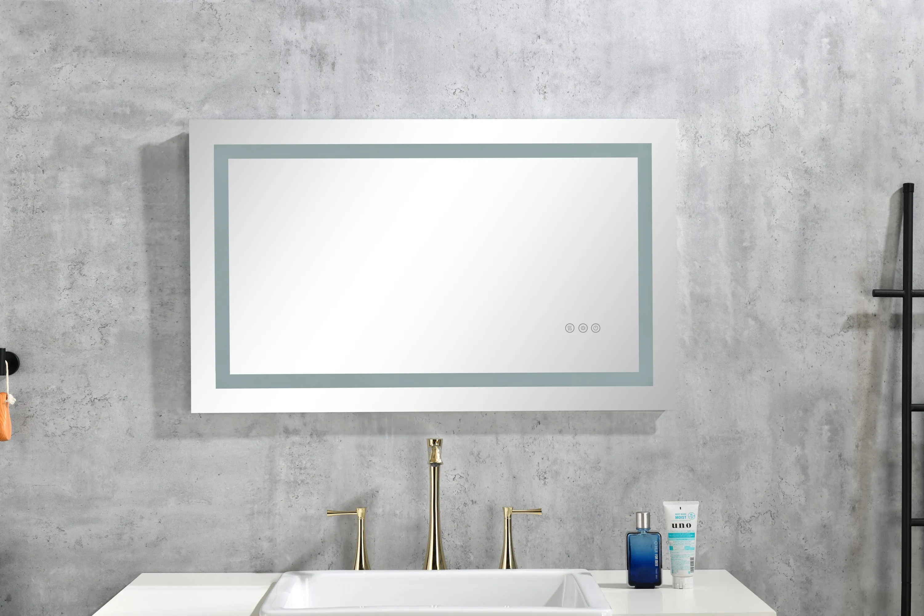40*24 LED Lighted Bathroom Wall Mounted Mirror with High Lumen Anti-Fog Separately Control Dimmer Function