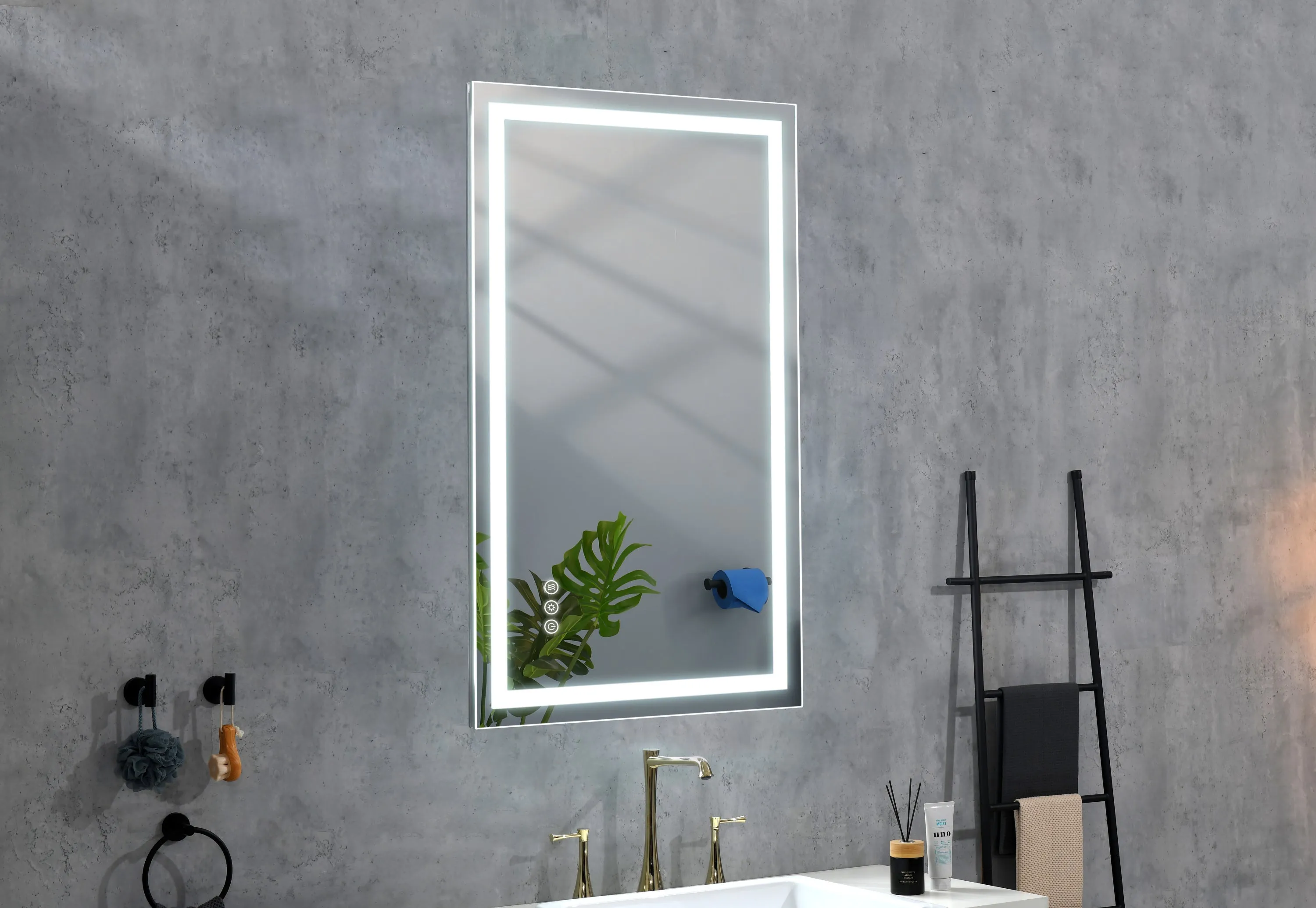 40*24 LED Lighted Bathroom Wall Mounted Mirror with High Lumen Anti-Fog Separately Control Dimmer Function