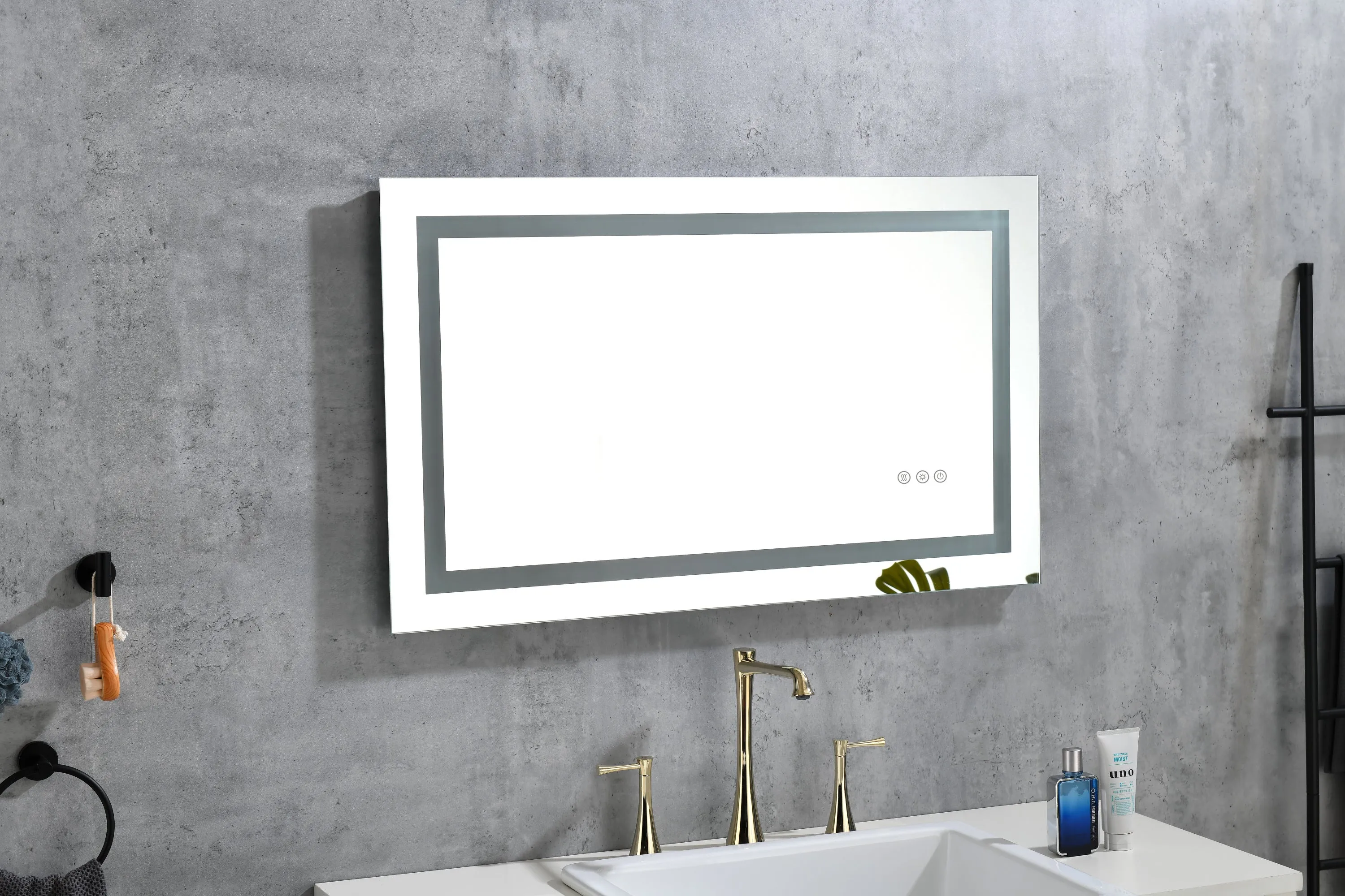 40*24 LED Lighted Bathroom Wall Mounted Mirror with High Lumen Anti-Fog Separately Control Dimmer Function