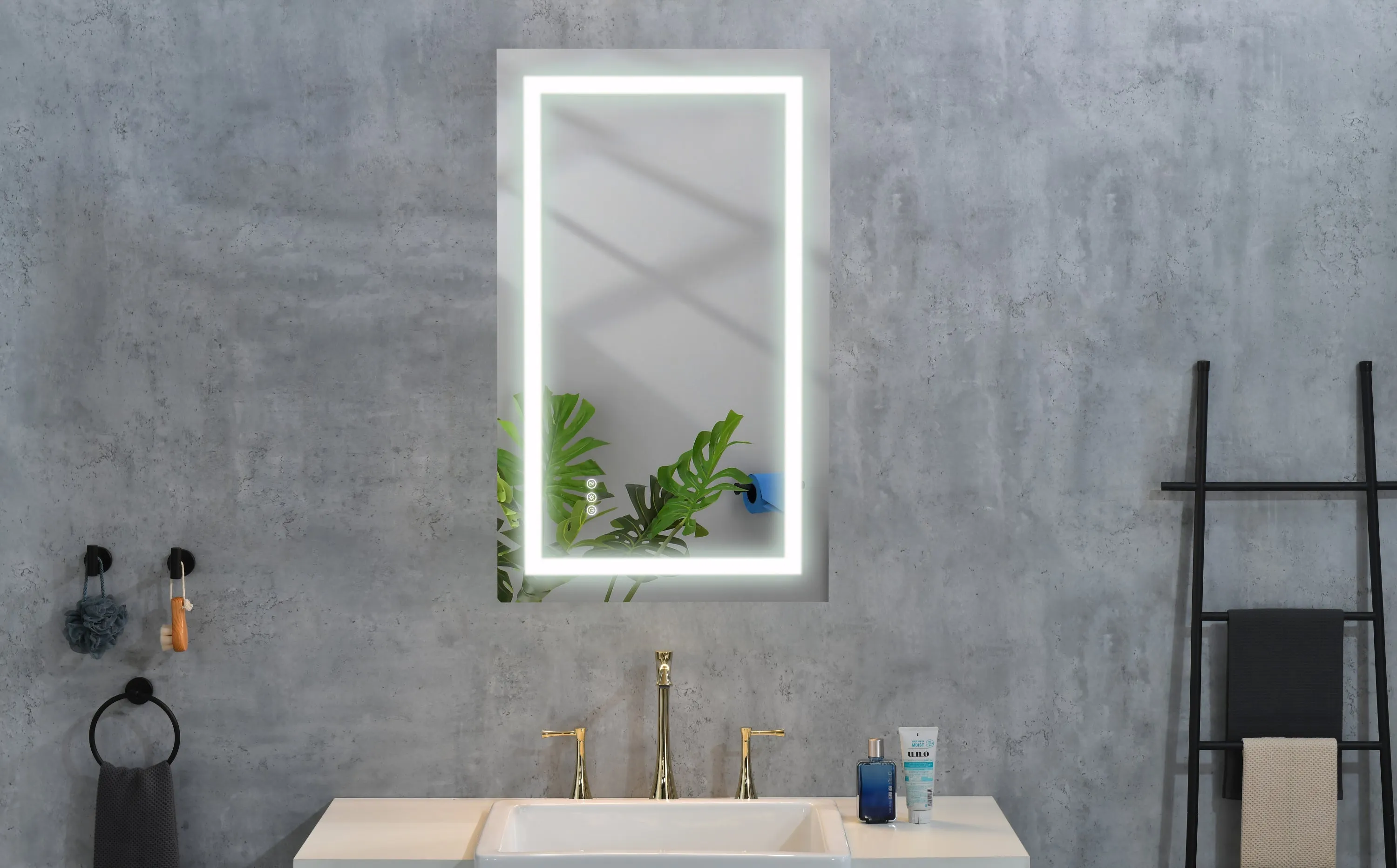 40*24 LED Lighted Bathroom Wall Mounted Mirror with High Lumen Anti-Fog Separately Control Dimmer Function