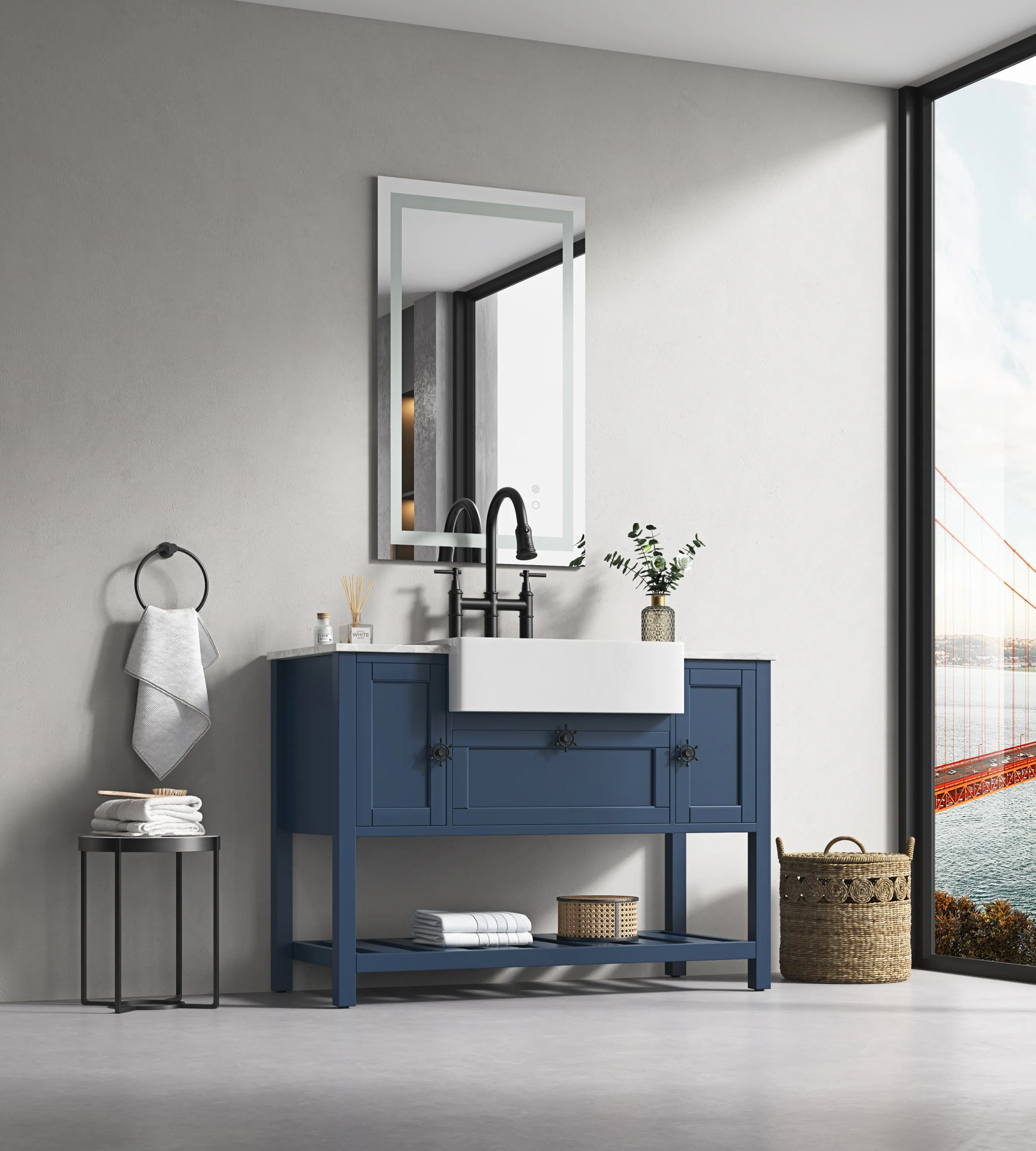 40*24 LED Lighted Bathroom Wall Mounted Mirror with High Lumen Anti-Fog Separately Control Dimmer Function