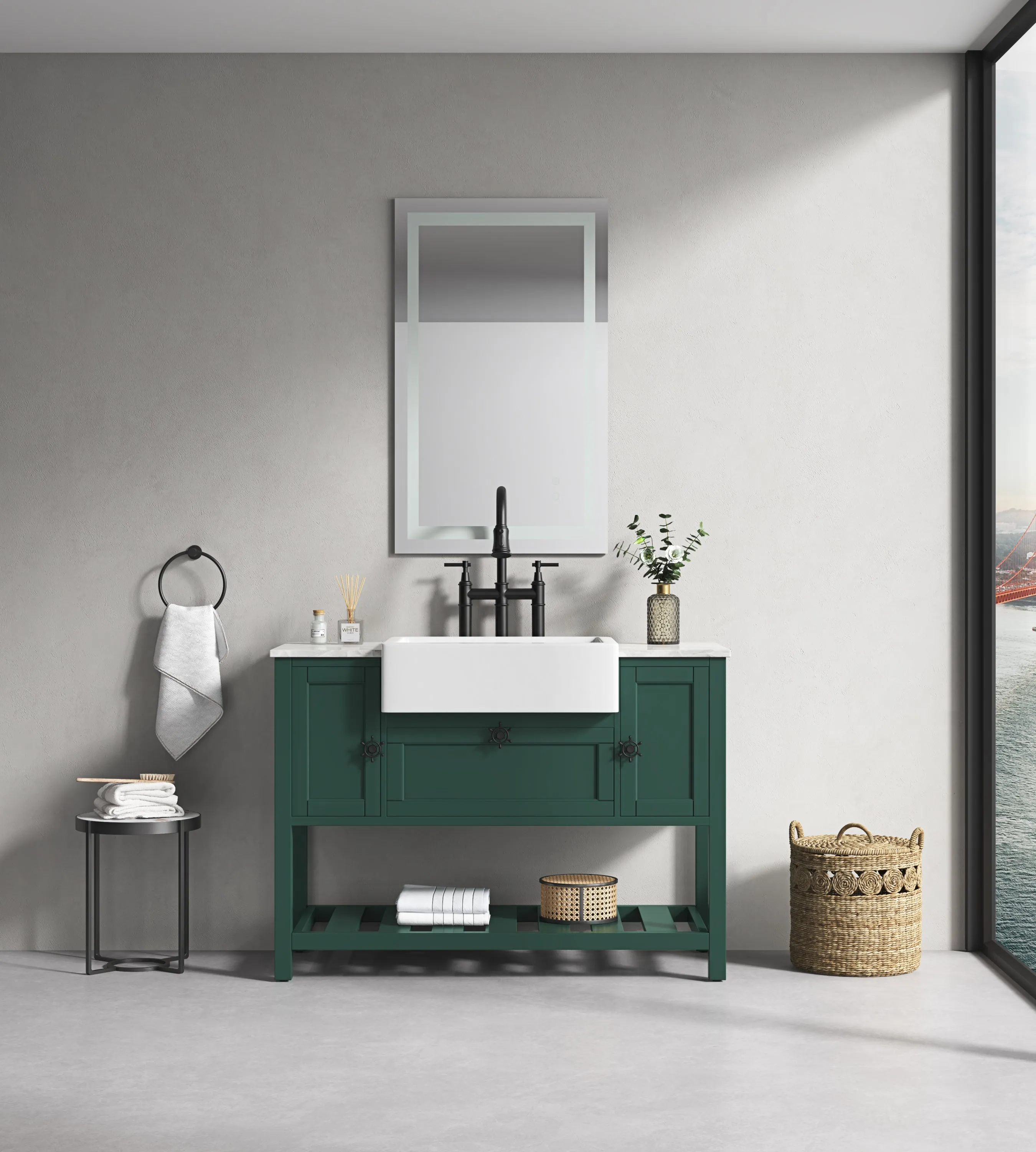 40*24 LED Lighted Bathroom Wall Mounted Mirror with High Lumen Anti-Fog Separately Control Dimmer Function