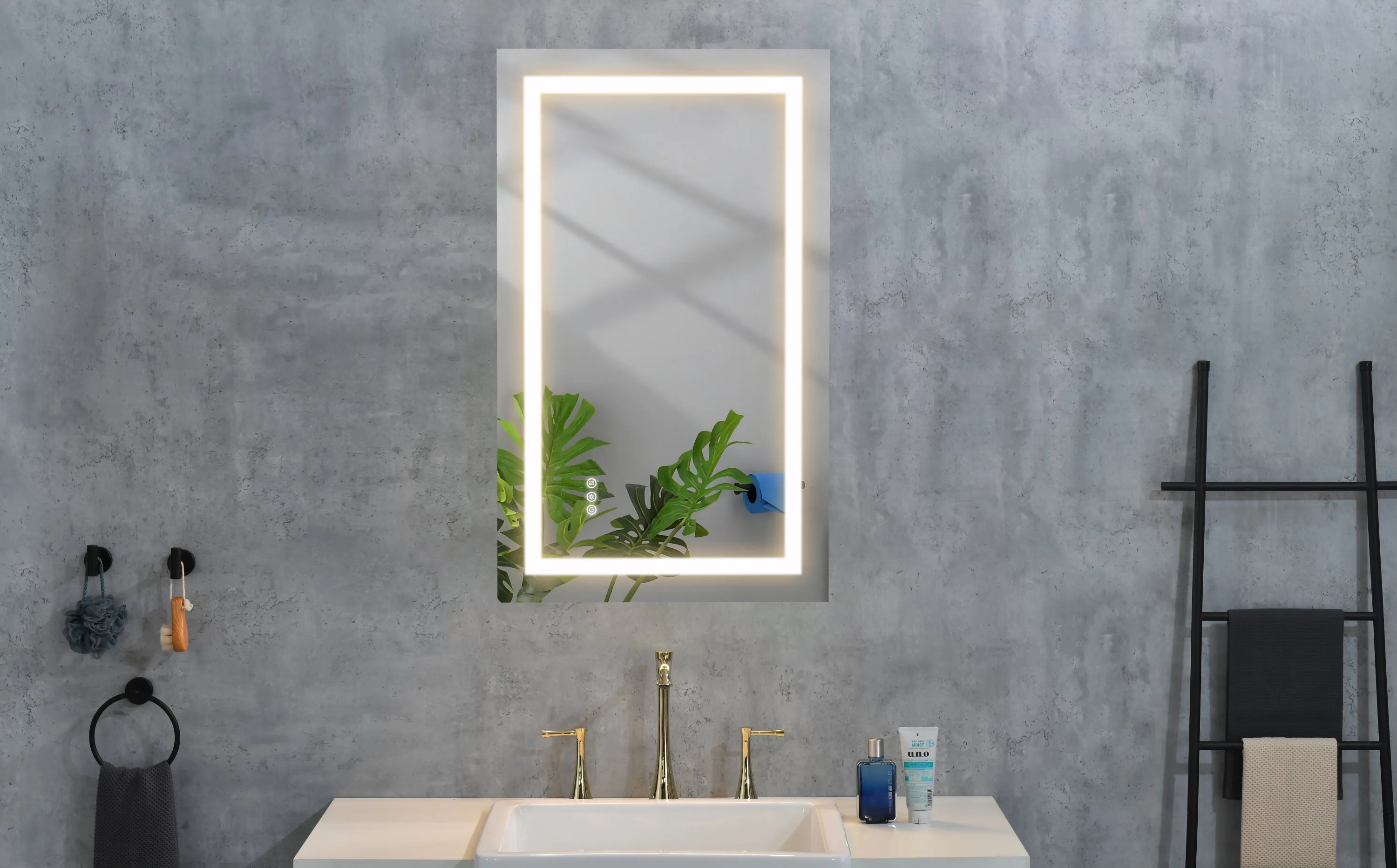 40*24 LED Lighted Bathroom Wall Mounted Mirror with High Lumen Anti-Fog Separately Control Dimmer Function