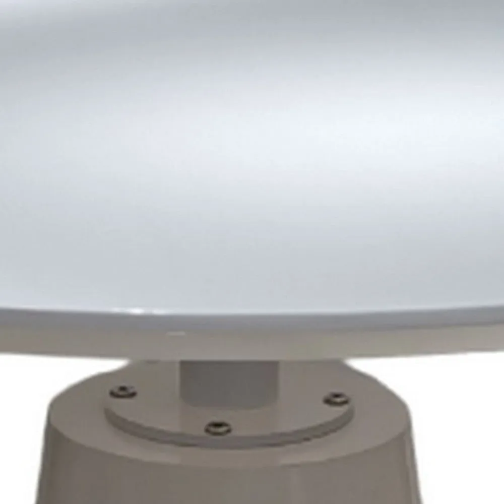 42 Inch Dining Table, Lacquer Round Tabletop, Pedestal Metal Base, White By Casagear Home