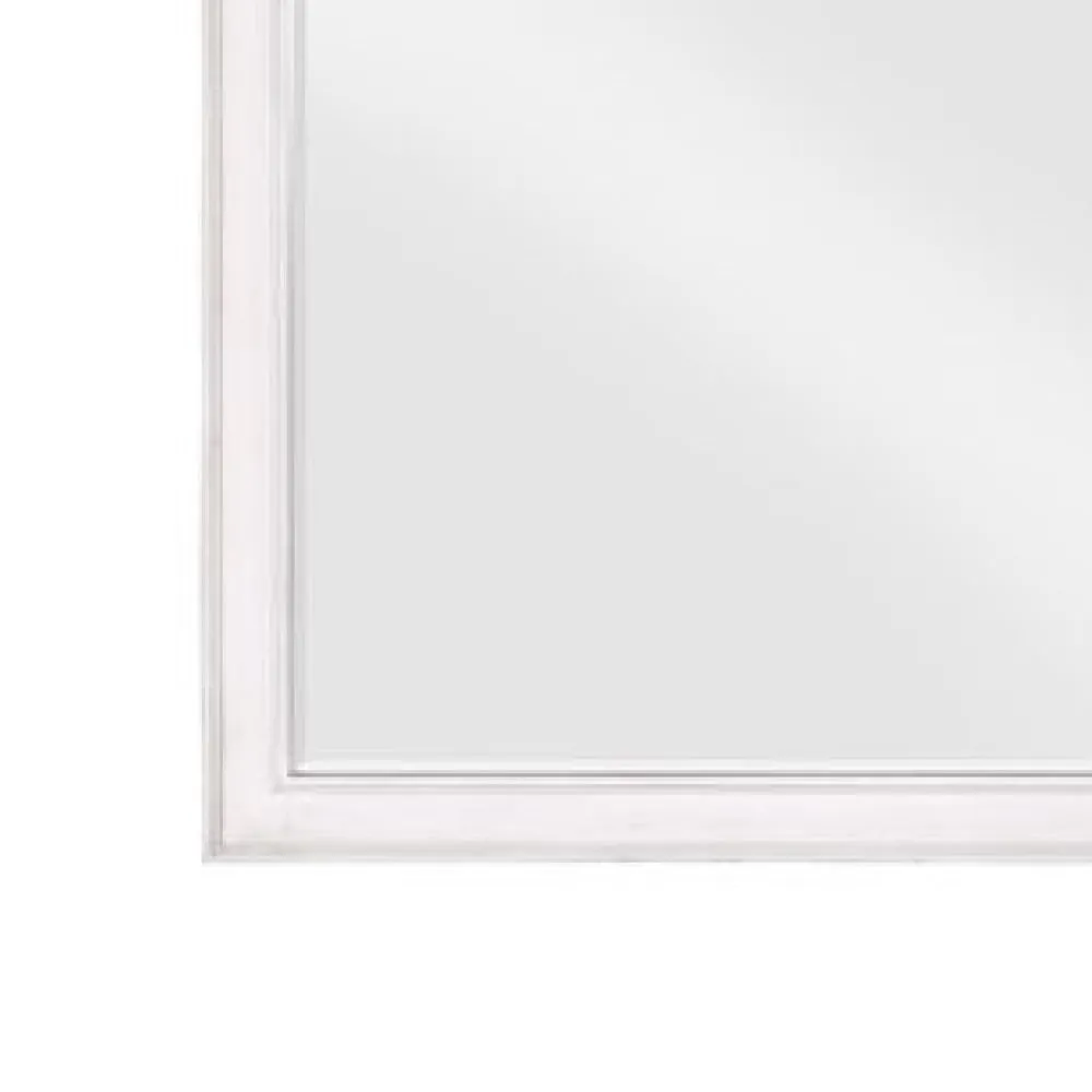 42 Inch Wall Mirror, Molded Sleek Wood Frame, White By Casagear Home