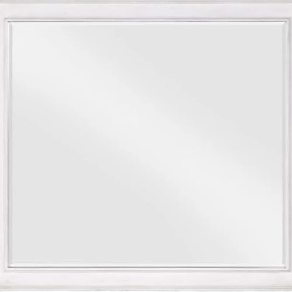 42 Inch Wall Mirror, Molded Sleek Wood Frame, White By Casagear Home