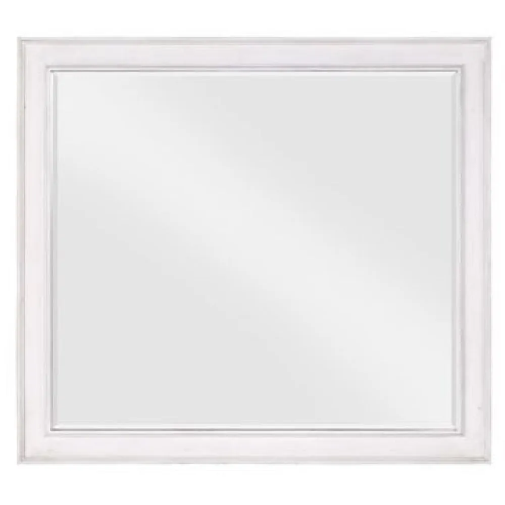 42 Inch Wall Mirror, Molded Sleek Wood Frame, White By Casagear Home