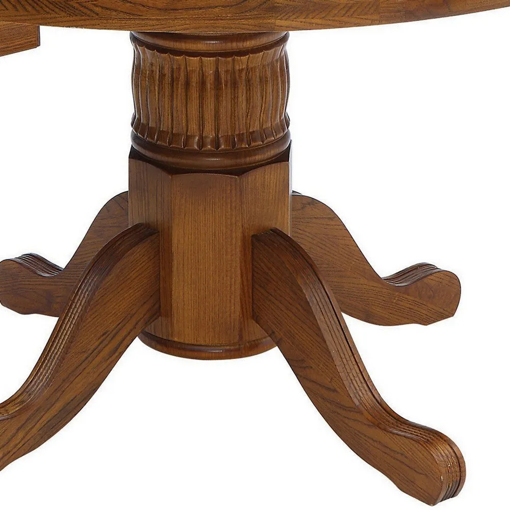 47 Inch Round Poker, Game, Dining Table, Cup Holders, Chip Trays, Oak Brown By Casagear Home