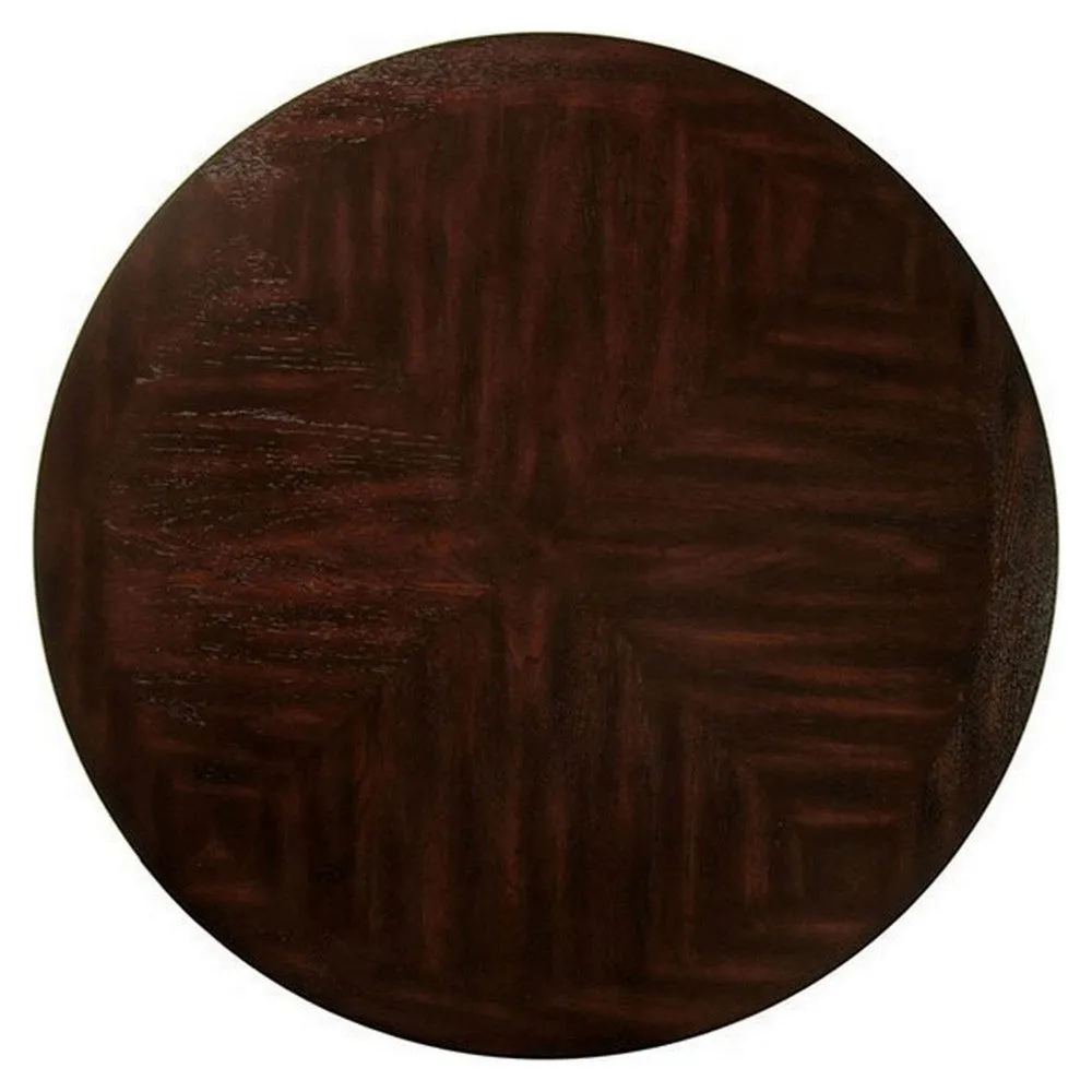 48" Modern Round Dining Table with Bottom Shelf, Brown By Casagear Home