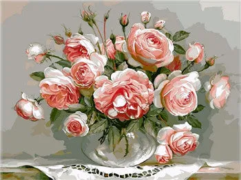 5D Diy Diamond Painting Cross Stitch Red Floral Vase Crystal Needlework Diamond Embroidery Flower Full Square Diamond Decorative