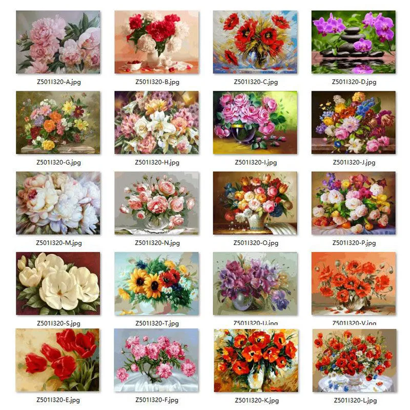 5D Diy Diamond Painting Cross Stitch Red Floral Vase Crystal Needlework Diamond Embroidery Flower Full Square Diamond Decorative