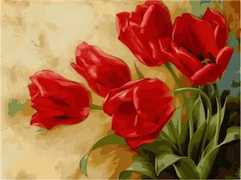 5D Diy Diamond Painting Cross Stitch Red Floral Vase Crystal Needlework Diamond Embroidery Flower Full Square Diamond Decorative