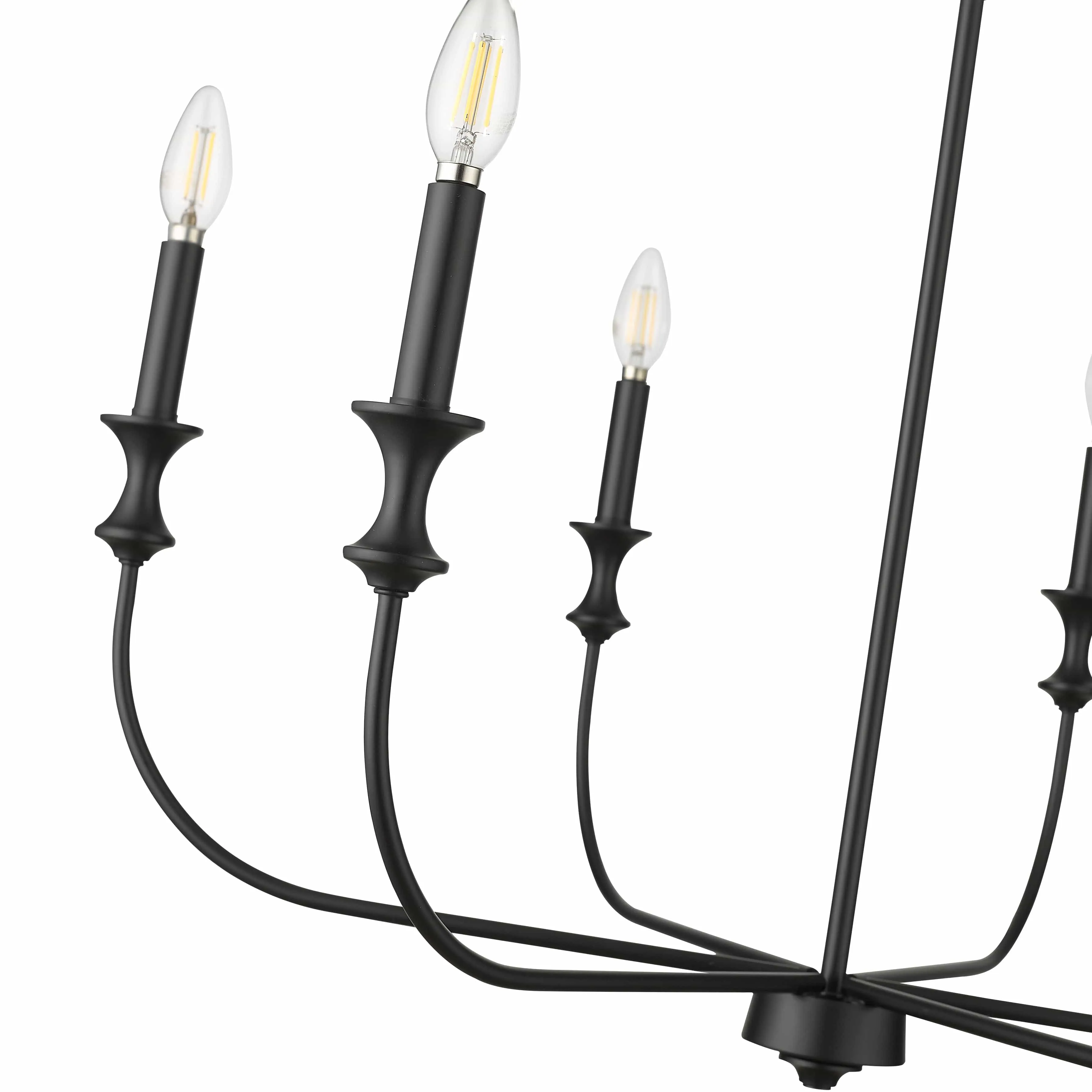 6 Lamps Savanne Chandelier - Matte Black - 28.25in Diameter - E12 Candelabra Base