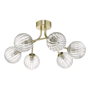 6 Light Semi Flush Ceiling Light - Gold