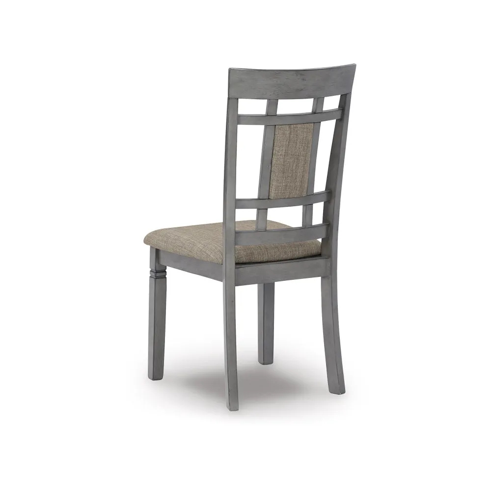 7 Piece Dining Table Set, Lattice Back Chairs, Light Gray Wood, Polyester By Casagear Home