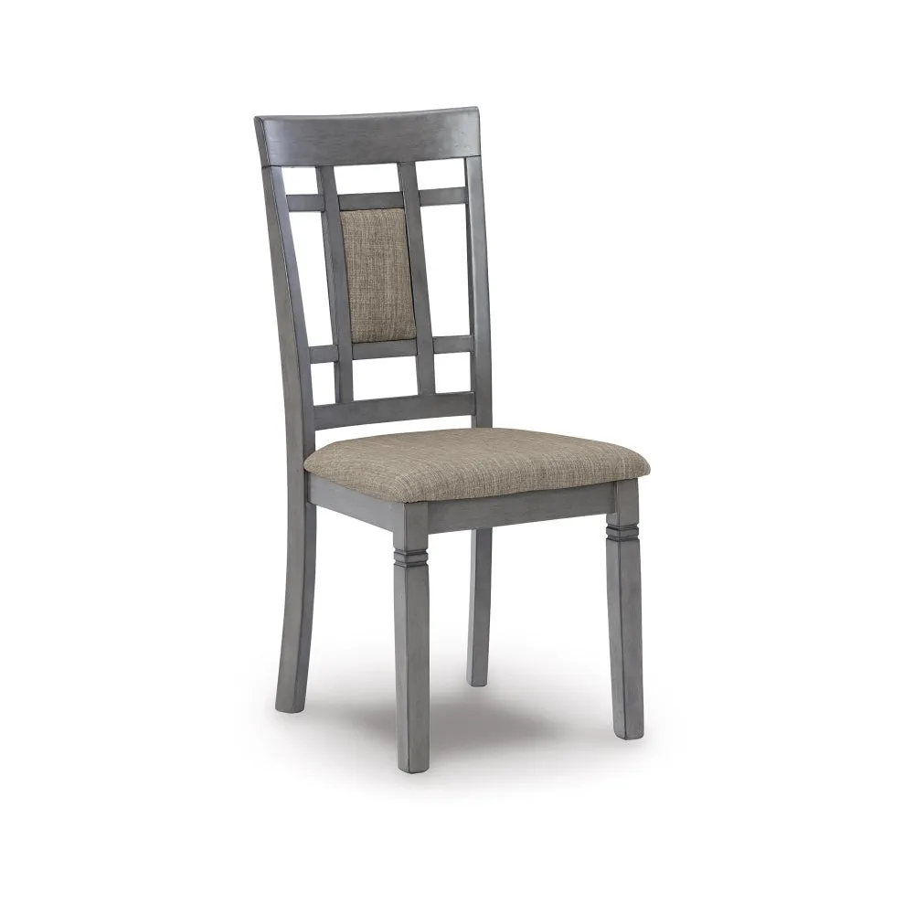 7 Piece Dining Table Set, Lattice Back Chairs, Light Gray Wood, Polyester By Casagear Home