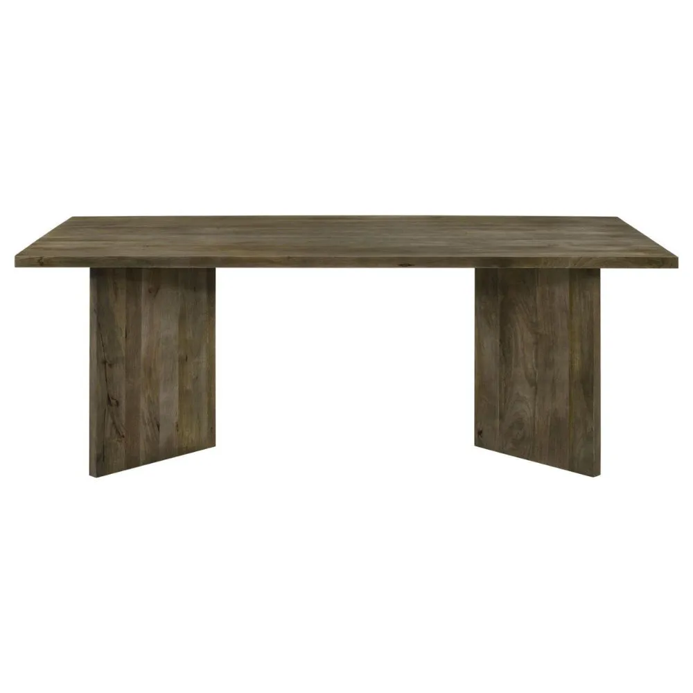 80 Inch Dining Table, Rectangular, Brown Mango Wood, Double V Shaped Base By Casagear Home