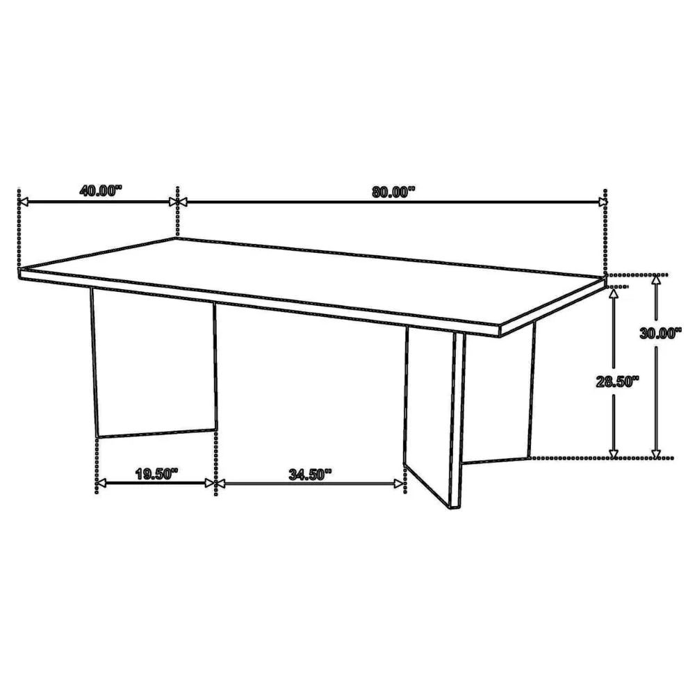 80 Inch Dining Table, Rectangular, Brown Mango Wood, Double V Shaped Base By Casagear Home