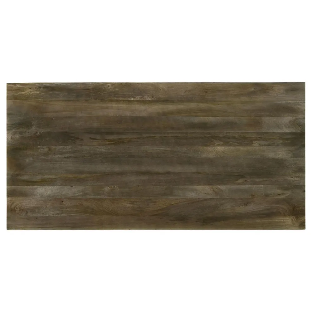80 Inch Dining Table, Rectangular, Brown Mango Wood, Double V Shaped Base By Casagear Home