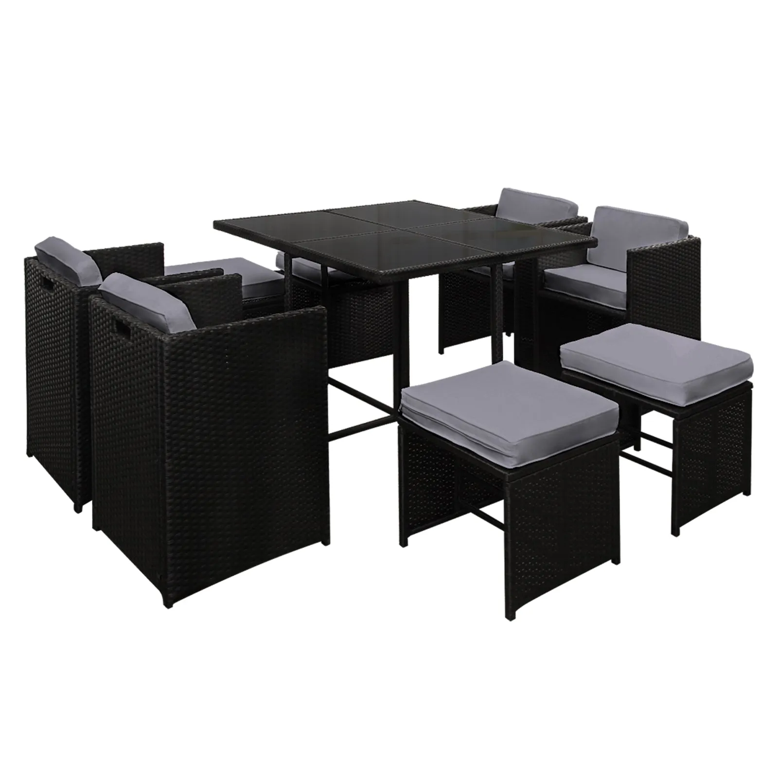 9-Piece UV Resistant Wicker Outdoor Dining Set - Gardeon
