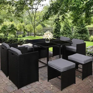 9-Piece UV Resistant Wicker Outdoor Dining Set - Gardeon