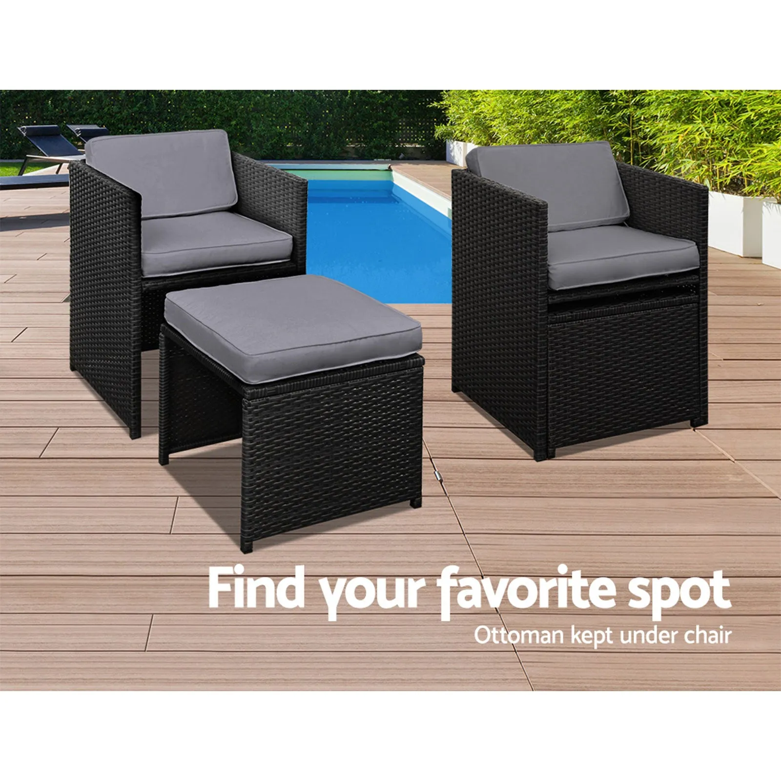 9-Piece UV Resistant Wicker Outdoor Dining Set - Gardeon