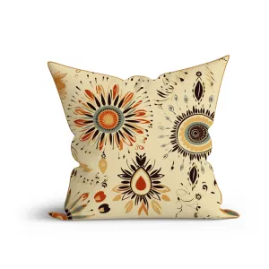 Abstract Orbit Elegance Printed Cotton Cushion with Piping